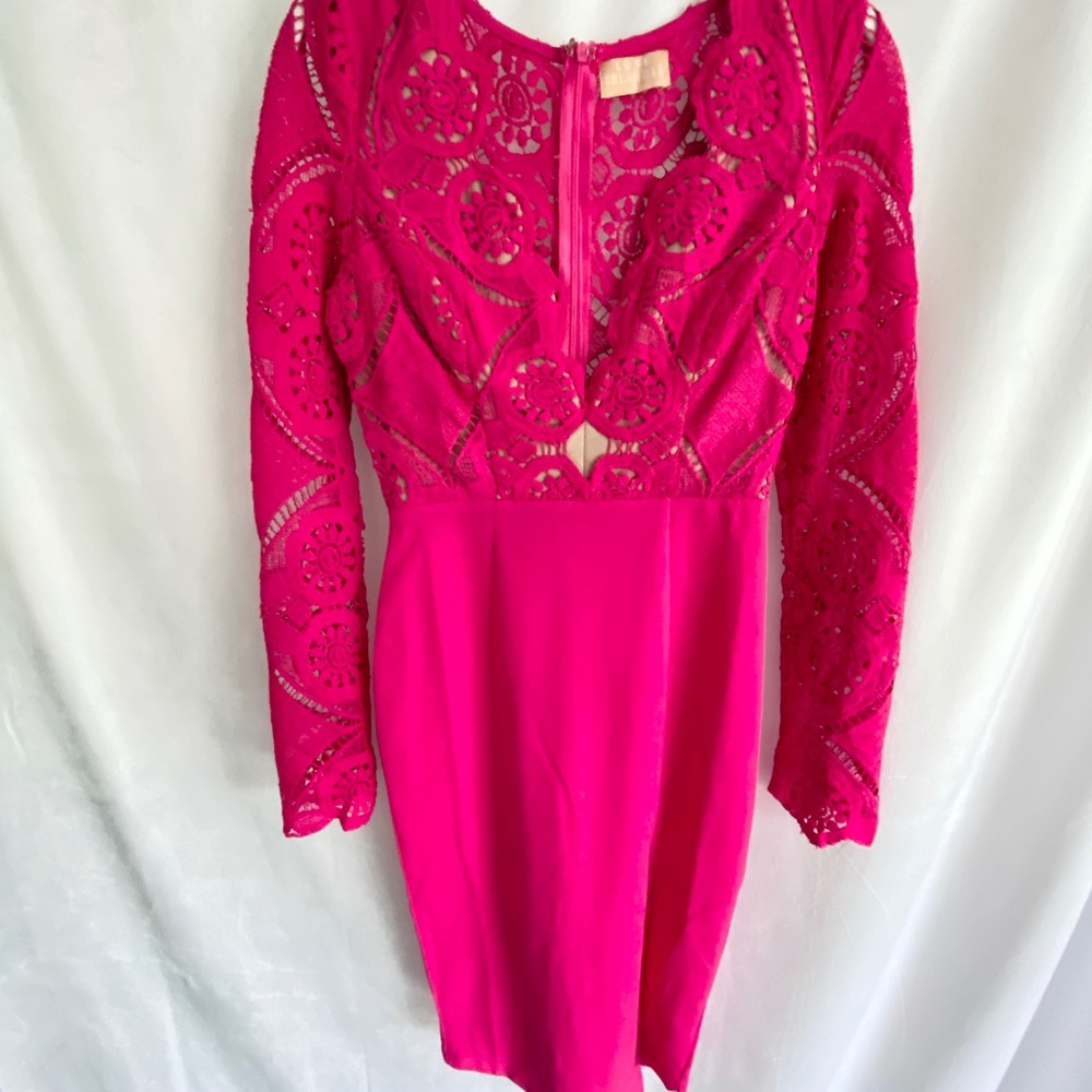 Love Triangle hot pink midi dress